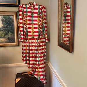 Gucci Red & Green gown dress XS S small runway